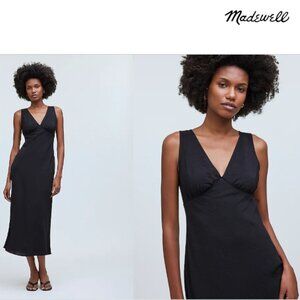 NWT Madewell - The Ariana Midi Dress, True Black, size 8
